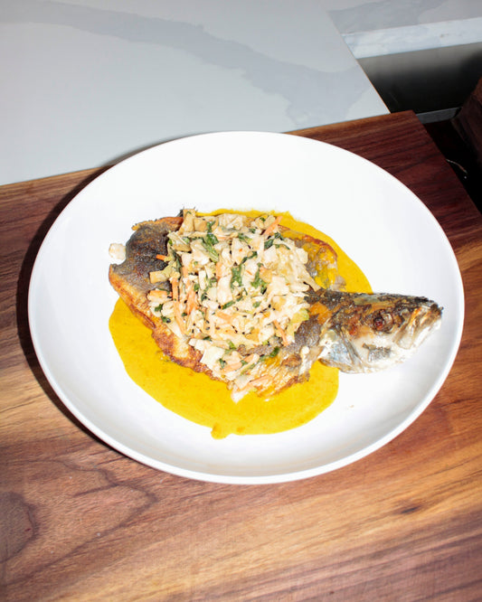 thai curry roasted Euro bass with Brandon Olsen