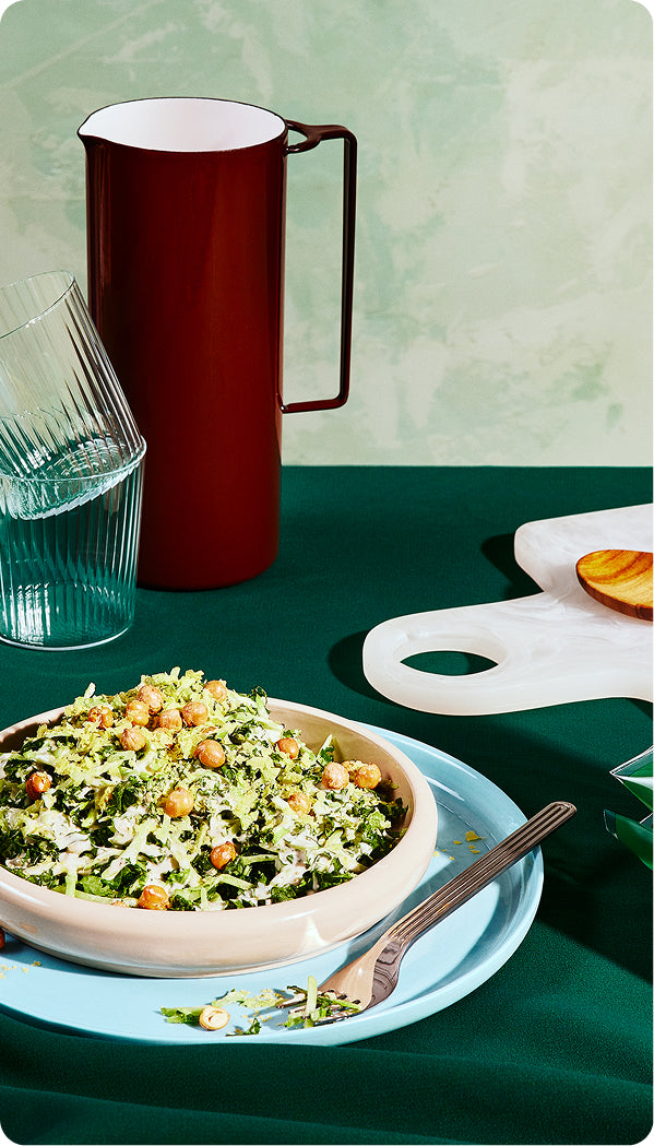 Zesty Kale Caesar - On table, in plate.