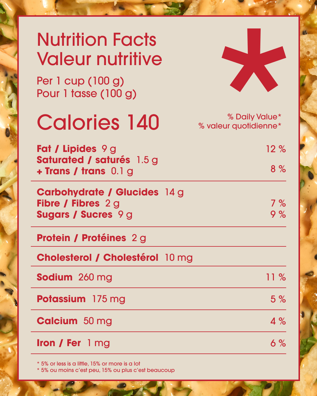 arte sweet sesame heat nutritional badge